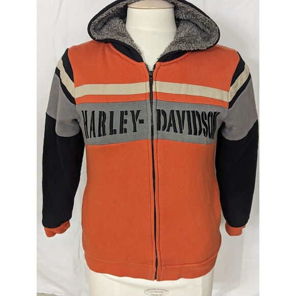 Harley Davidson Big Boys' 12/14 Sherpa Fleece Hoodie, Orange 6591678